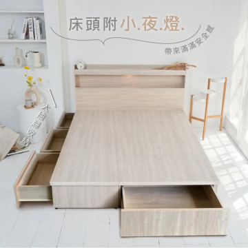 6分木芯板4抽收納床組(遙控/觸控床頭+4抽床底/架)